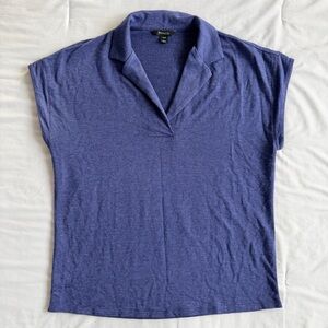 RW&CO. Heathered Indigo Short Sleeve Polo-Style Top